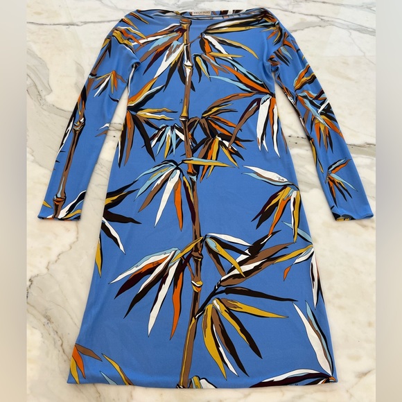 EMILIO PUCCI BLUE MULTI BAMBOO DRESS MODEL 71RL51 SIZE IT 40 / US 6 NWOTS! - Picture 7 of 17